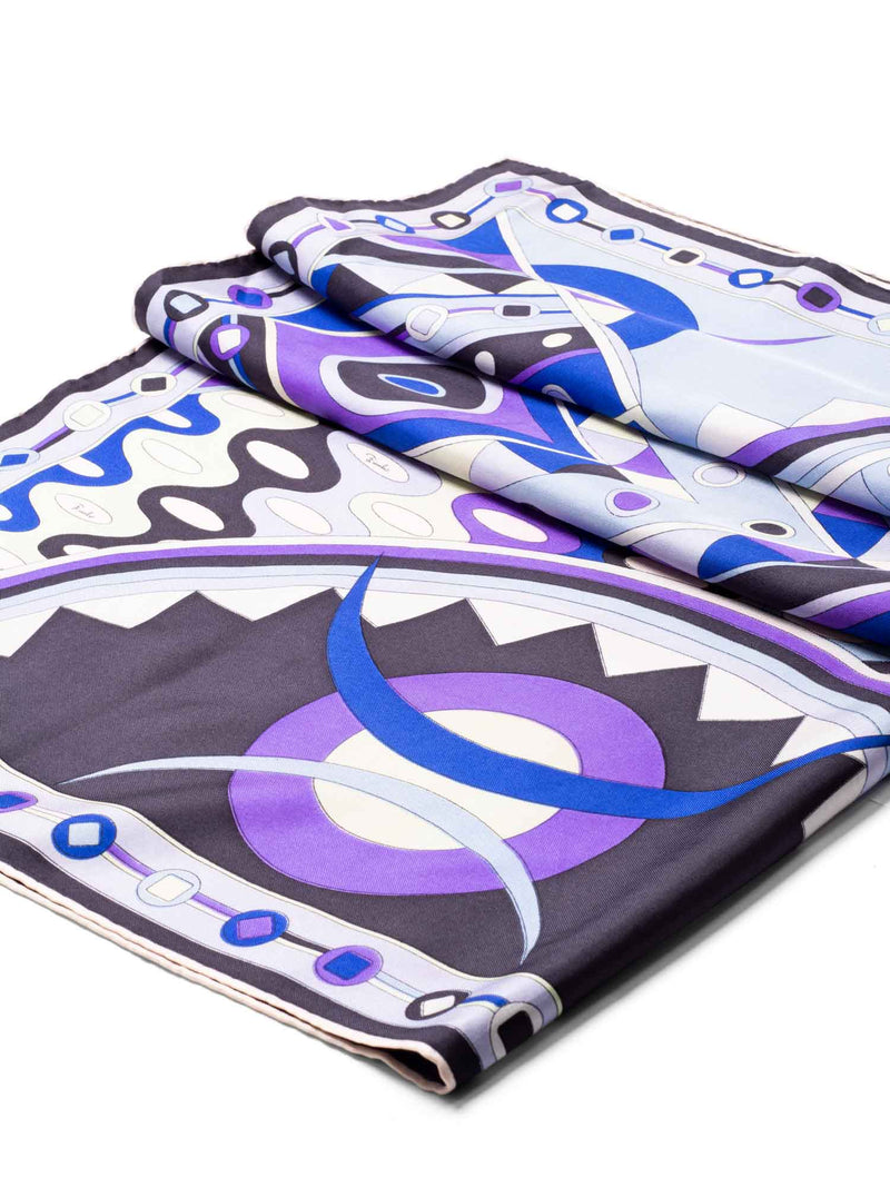 Pucci, Pucci scarf, black white and purple scarf, long silk scarf