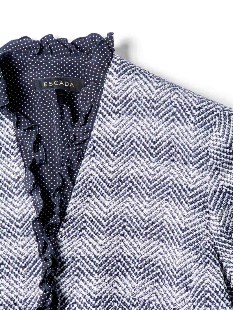 Escada Tweed Fringe Jacket Black White-designer resale