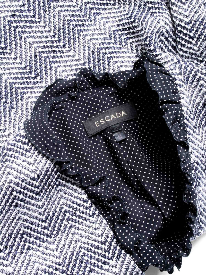 Escada Tweed Fringe Jacket Black White-designer resale