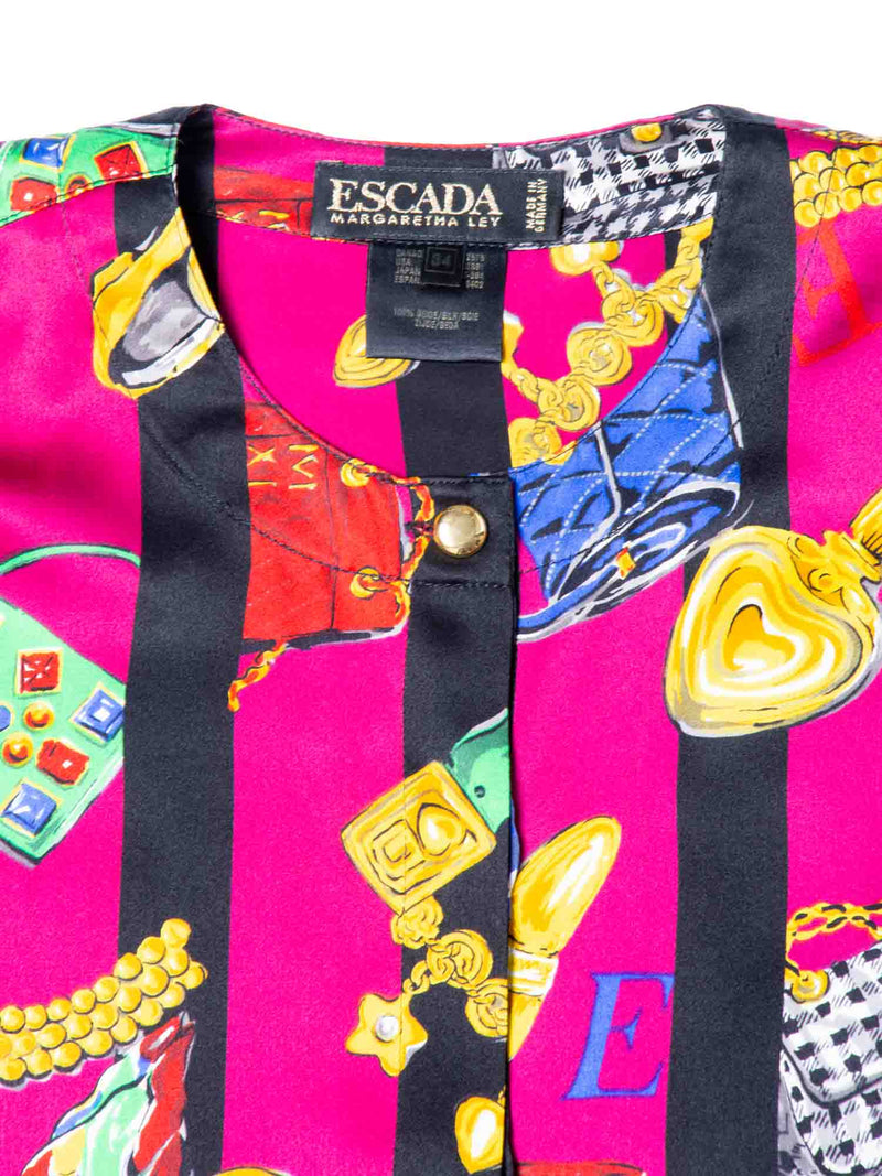 Escada Vintage Silk Printed Blouse Multicolor-designer resale