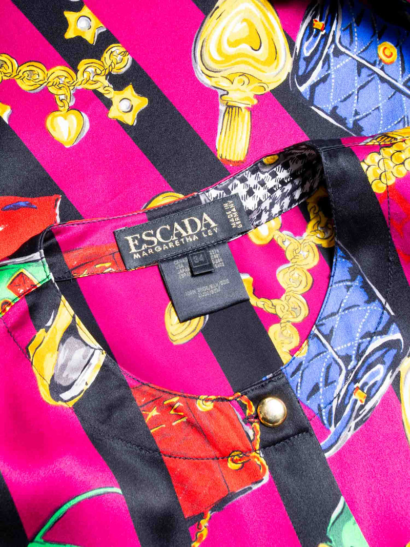 Escada Vintage Silk Printed Blouse Multicolor-designer resale