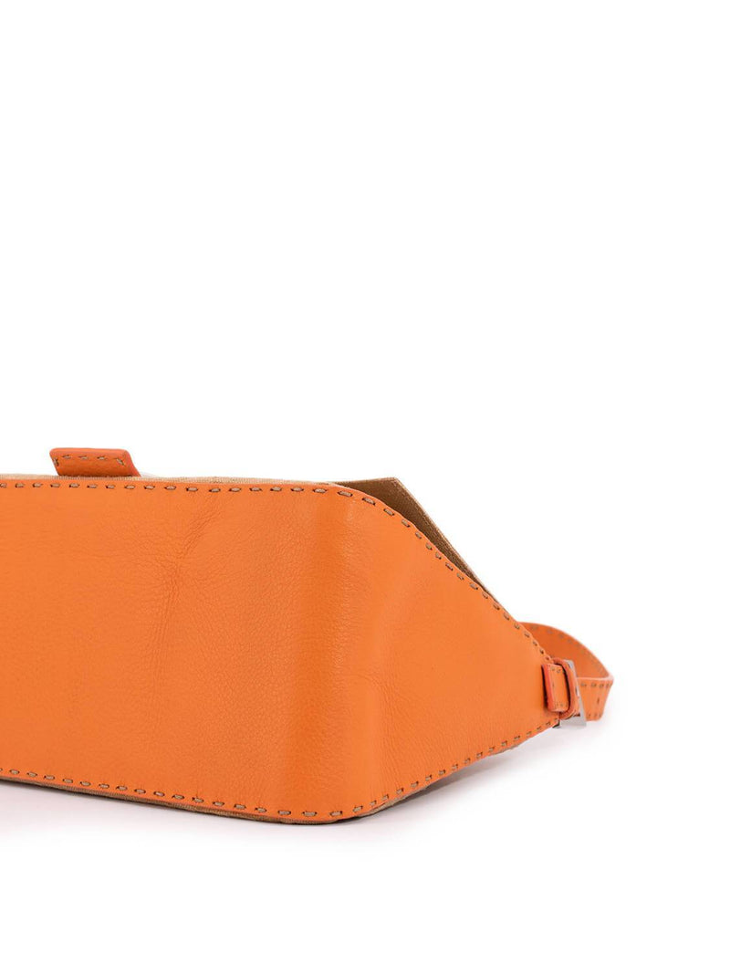 Fendi Canvas Leather Mama Flap Bag Orange-designer resale