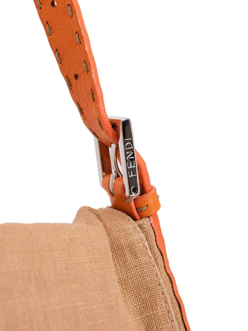 Fendi Canvas Leather Mama Flap Bag Orange-designer resale