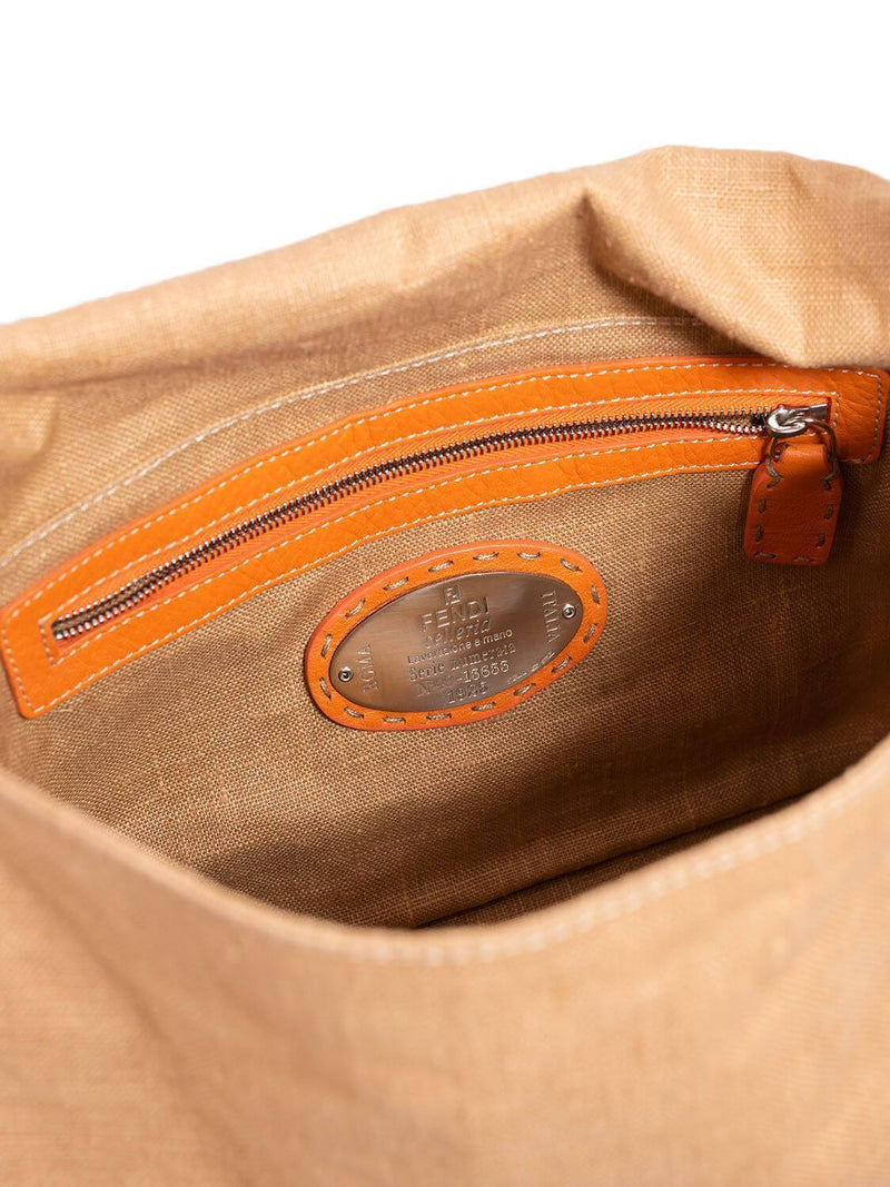 Fendi Canvas Leather Mama Flap Bag Orange-designer resale