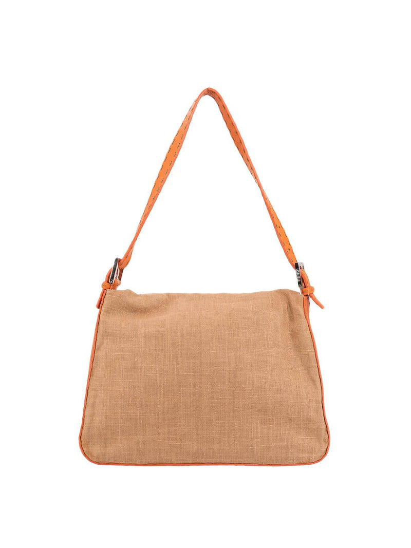 Fendi Canvas Leather Mama Flap Bag Orange-designer resale