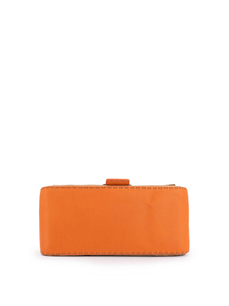 Fendi Canvas Leather Mama Flap Bag Orange-designer resale