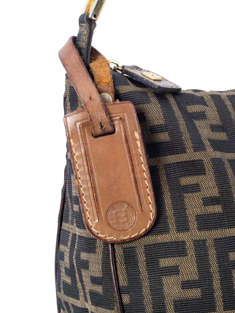 Fendi Canvas Zucca Monogram Hobo Bag Brown-designer resale