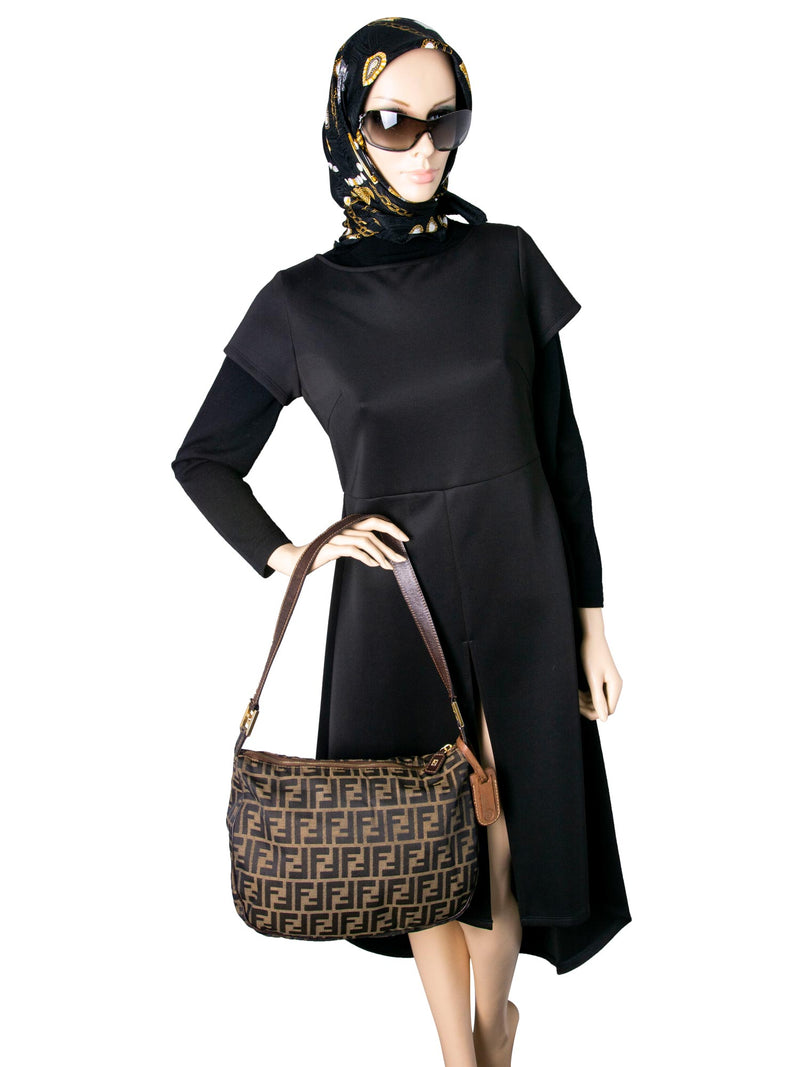Fendi Canvas Zucca Monogram Hobo Bag Brown-designer resale