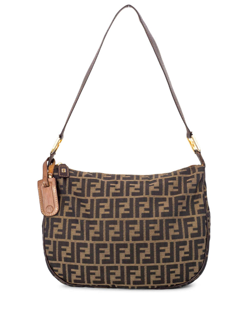 Fendi Canvas Zucca Monogram Hobo Bag Brown-designer resale