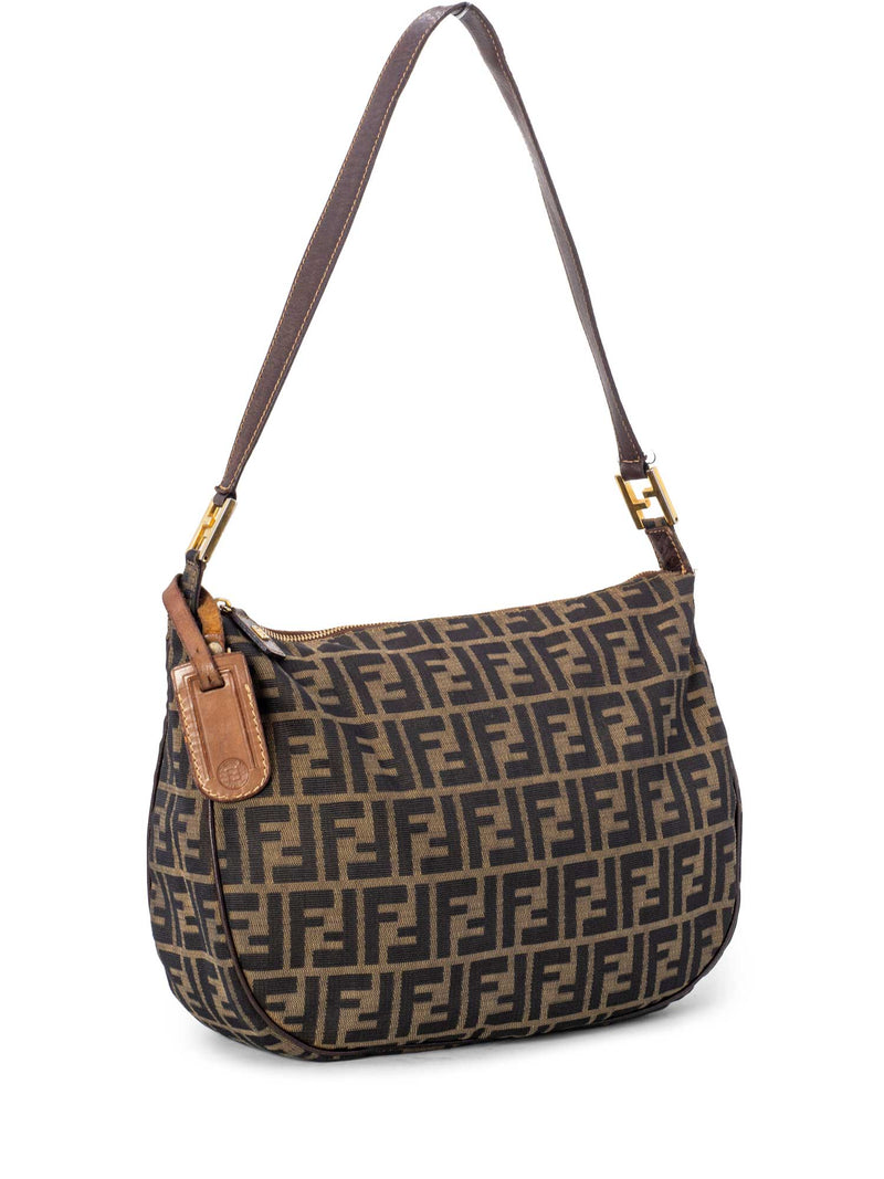 FENDI Mini Baguette Zucca Canvas Shoulder Bag Brown