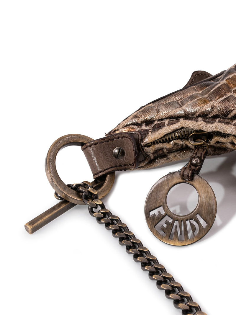 Fendi Croc Embossed Mini Chef Bag Bronze-designer resale