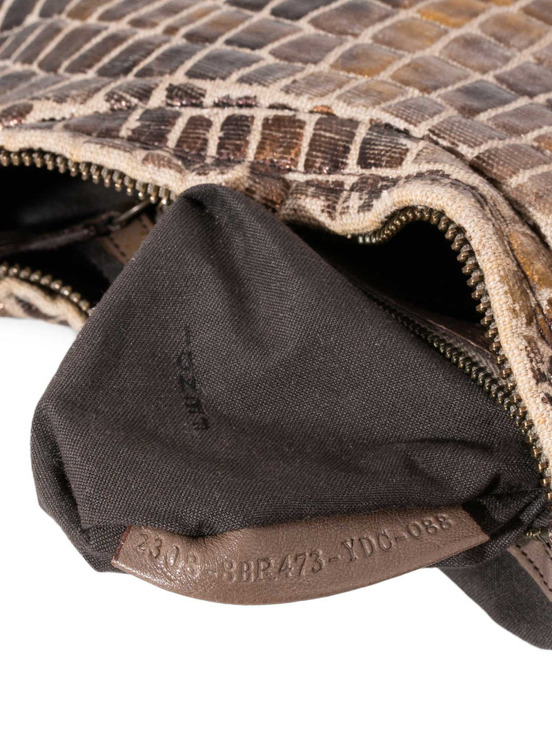 Fendi Croc Embossed Mini Chef Bag Bronze-designer resale
