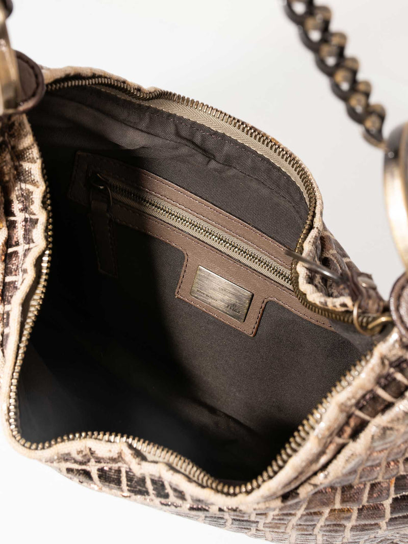 Fendi Croc Embossed Mini Chef Bag Bronze-designer resale