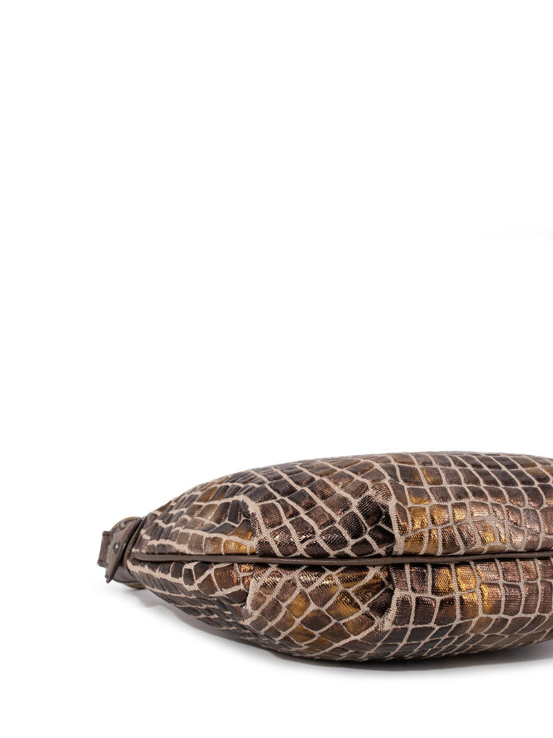 Fendi Croc Embossed Mini Chef Bag Bronze-designer resale