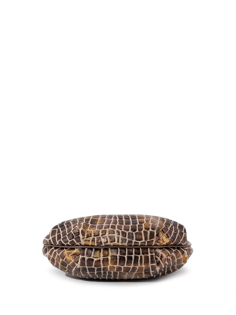 Fendi Croc Embossed Mini Chef Bag Bronze-designer resale