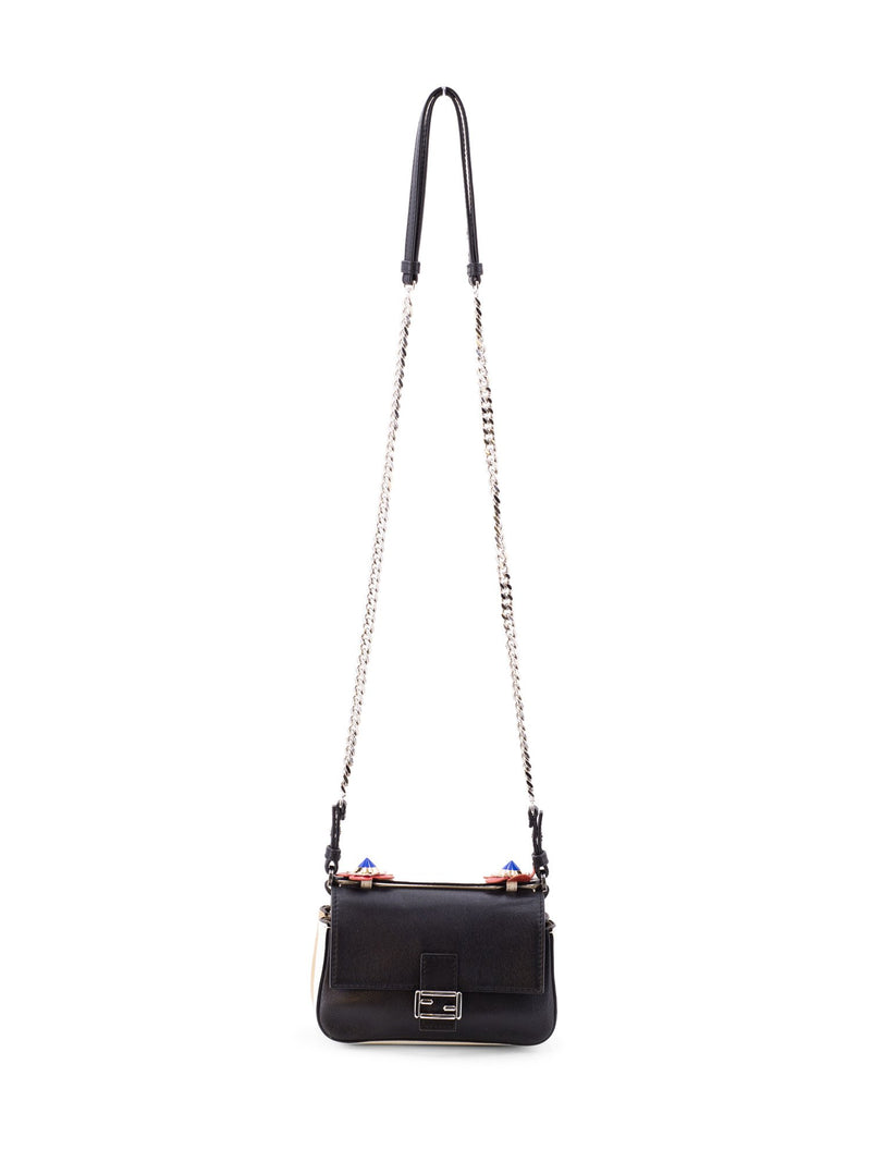 Fendi Leather Double Micro Messenger Bag Black Brown-designer resale