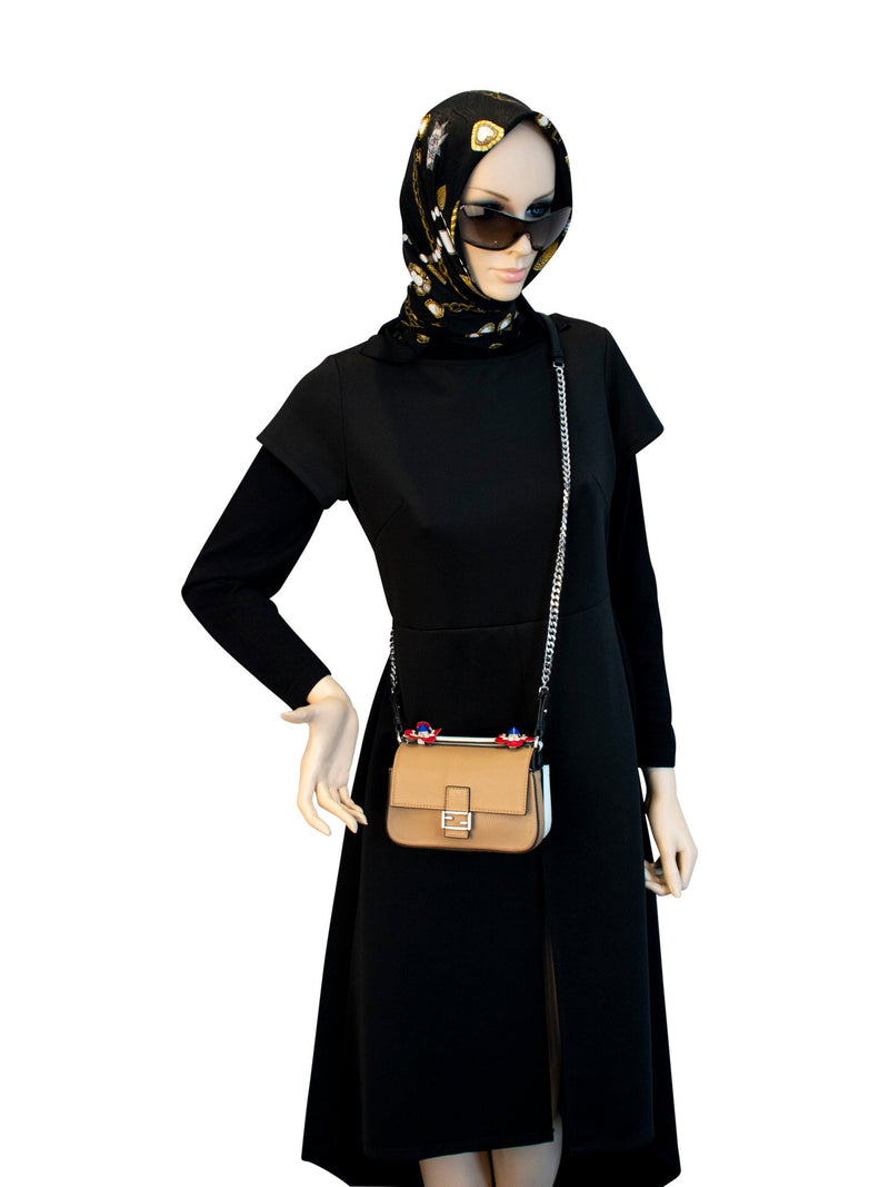 Fendi Leather Double Micro Messenger Bag Black Brown-designer resale