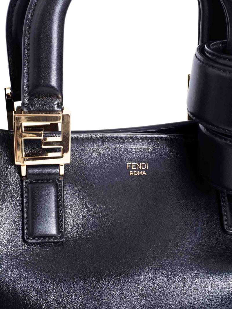 Fendi Leather FF Logo Shopper Bag Black-designer resale