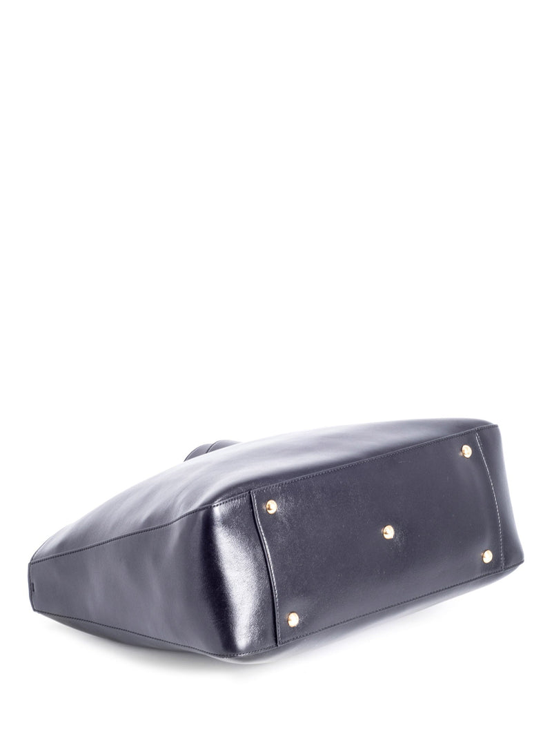 Fendi Leather FF Logo Shopper Bag Black-designer resale