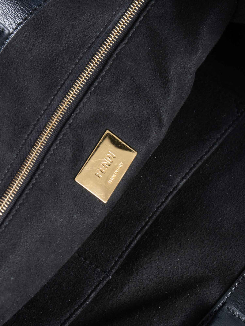 Fendi Leather FF Logo Shopper Bag Black-designer resale