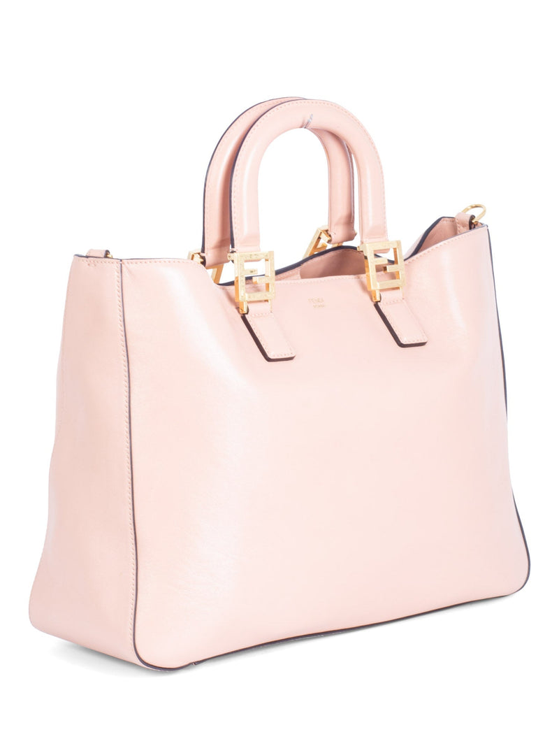 Fendi Leather FF Logo Shopper Bag Blush Pink