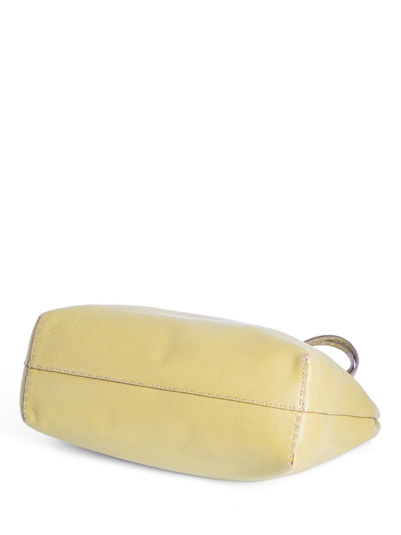 Fendi Logo Pebble Leather Shopper Bag Olive Green-designer resale