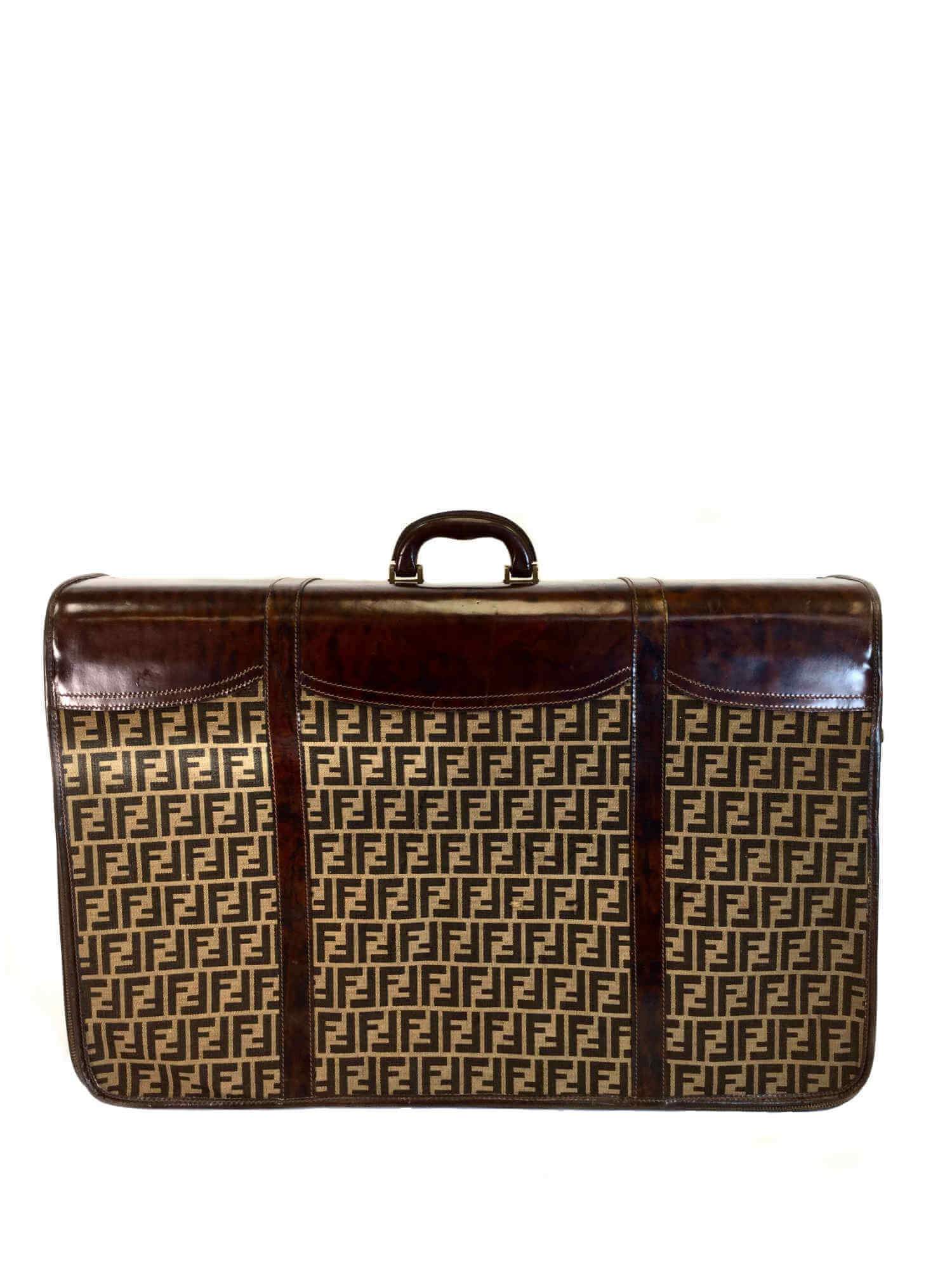 Fendi Monogram Weekend Travel Luggage Bag Brown 75-designer resale