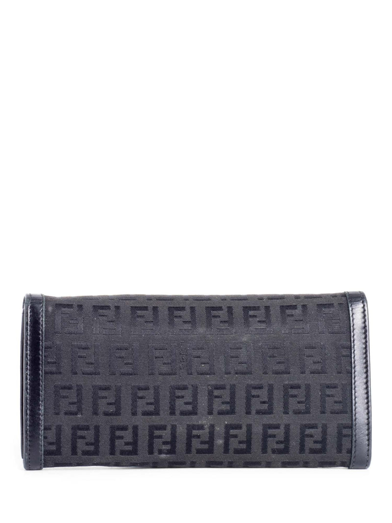 Fendi Monogram Zucchino Continental Flap Long Wallet Black-designer resale