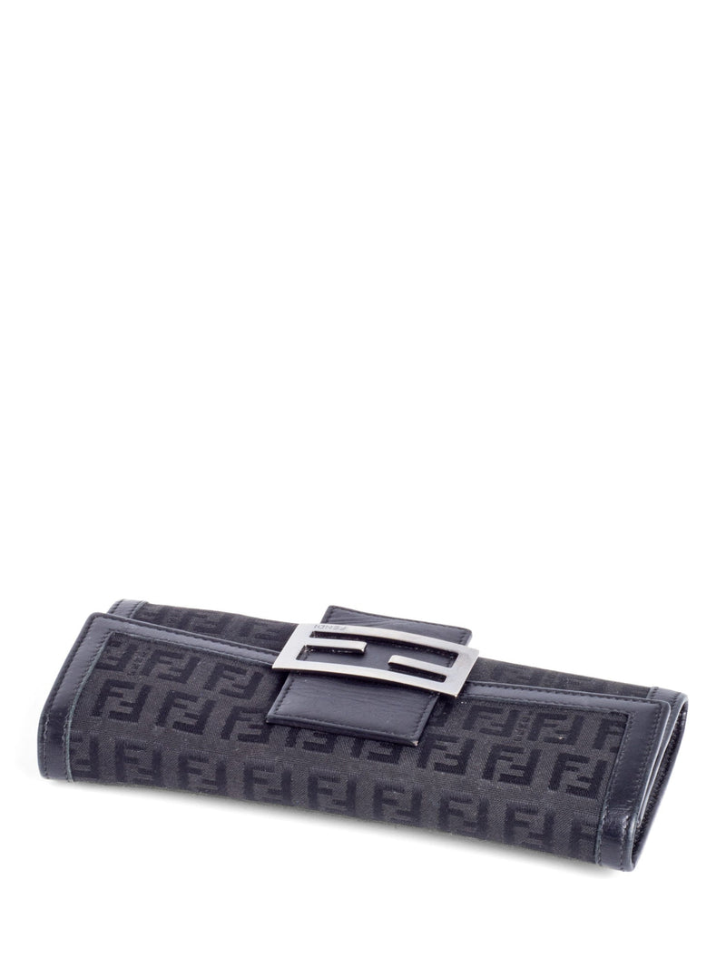 Fendi Monogram Zucchino Continental Flap Long Wallet Black-designer resale