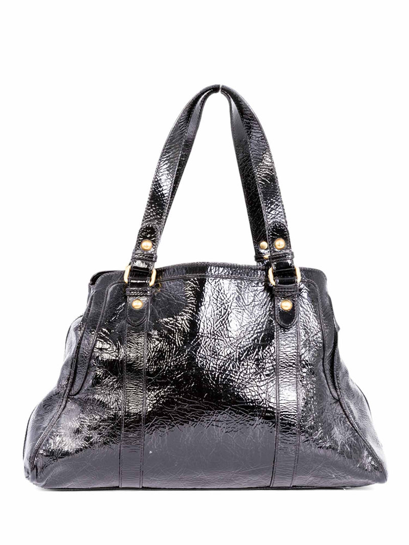 Fendi Patent Leather Shoulder Bag Black-designer resale