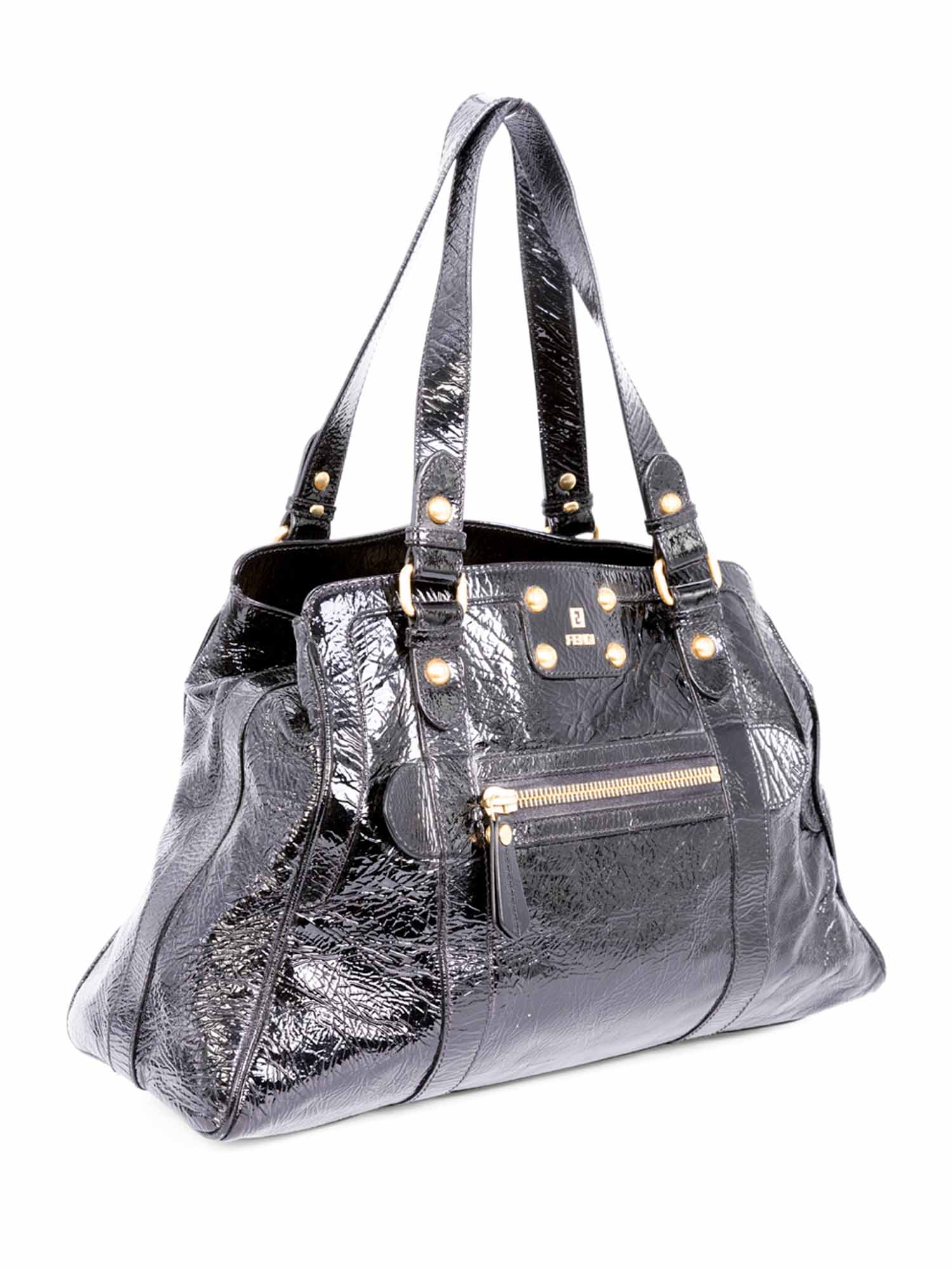 Fendi Patent Leather Shoulder Bag Black-designer resale