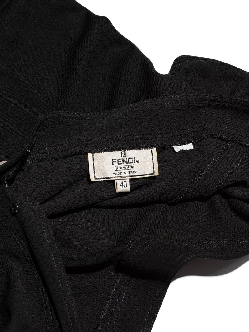 Fendi Pearl Button Maxi Dress Black-designer resale