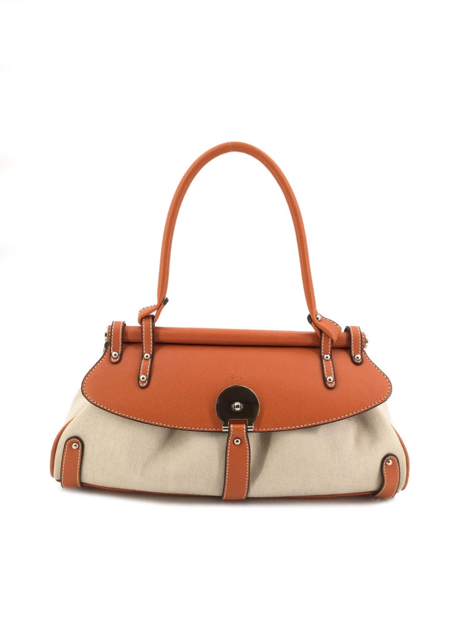 Fendi Vintage Flap Top Handle Bag Orange-designer resale