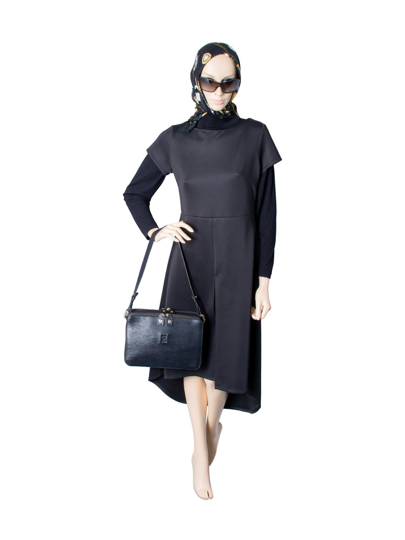 Fendi Vintage Leather Zucca Zip Around Messenger Bag Black-designer resale