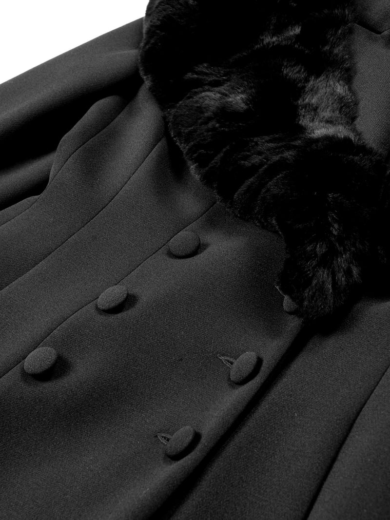 Fendi Wool Fitted Double Breasted Mink Collar Jacket Black-designer resale