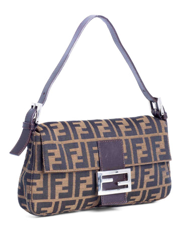 Fendi Zucca Flap Pochette Bag Brown-designer resale