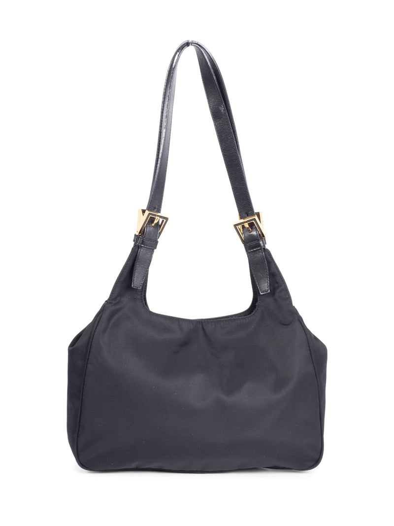 Fendi Zucca Logo Canvas Shoulder Bag Black-designer resale