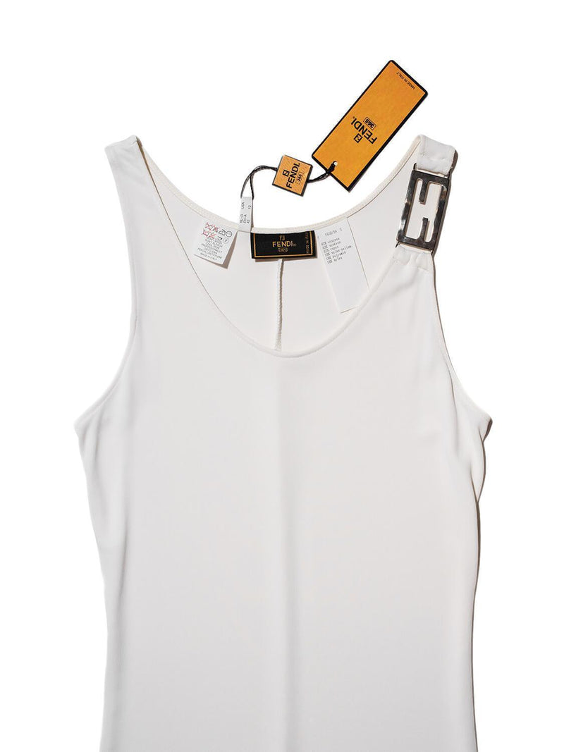 Fendi Zucca Logo Maxi Dress Ivory-designer resale