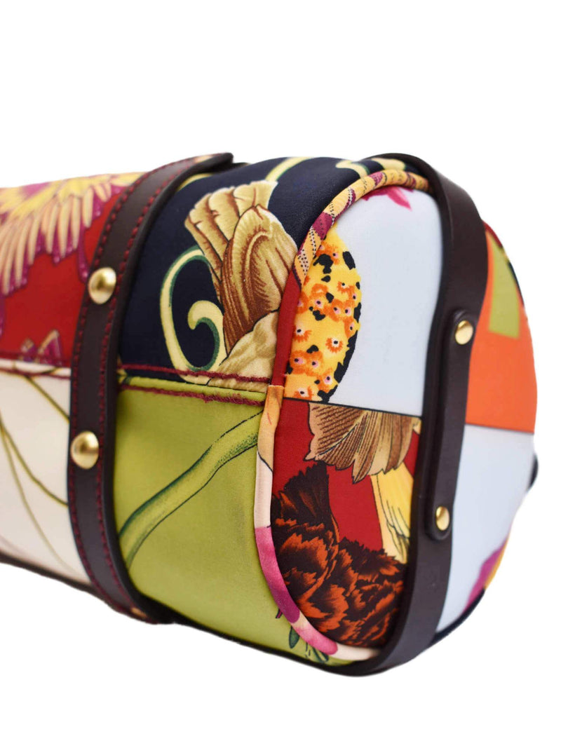 Fiera Print Multicolor with Brown Leather Trim Duffle Bag-designer resale