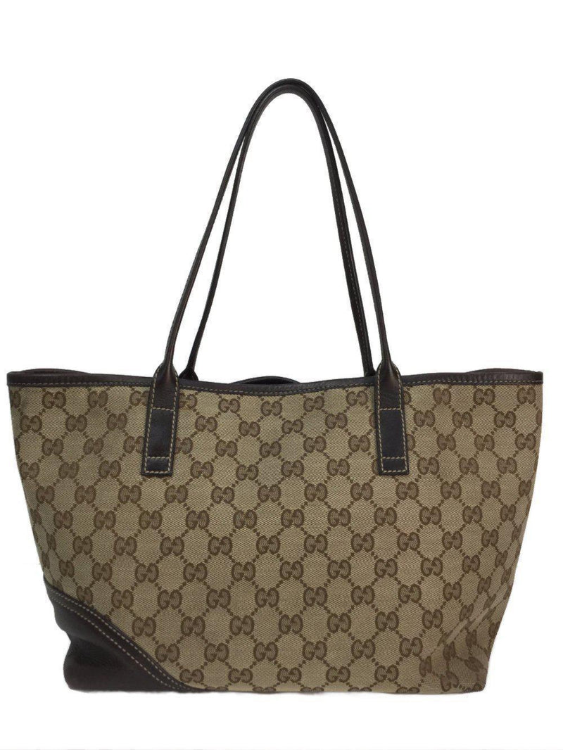 GG Monogram Classic Canvas Tote Bag Brown Leather-designer resale