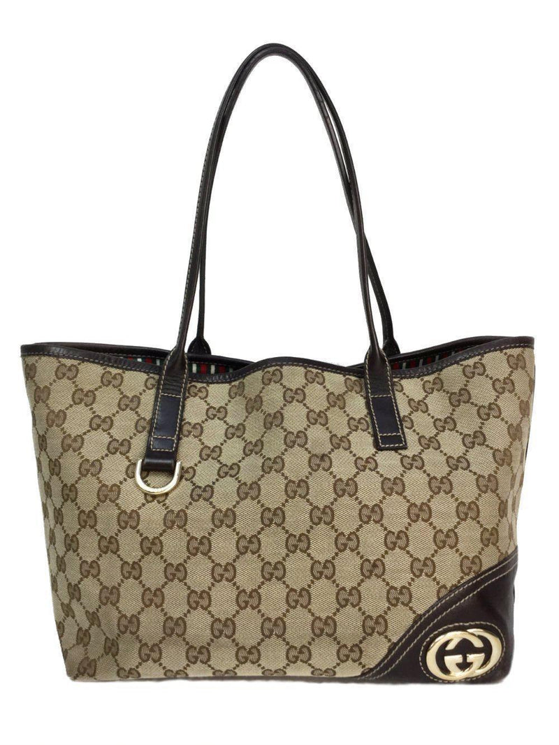 GG Monogram Classic Canvas Tote Bag Brown Leather-designer resale