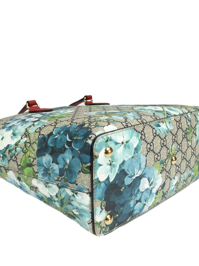 GG Supreme Monogram Blooms Tote Blue-designer resale