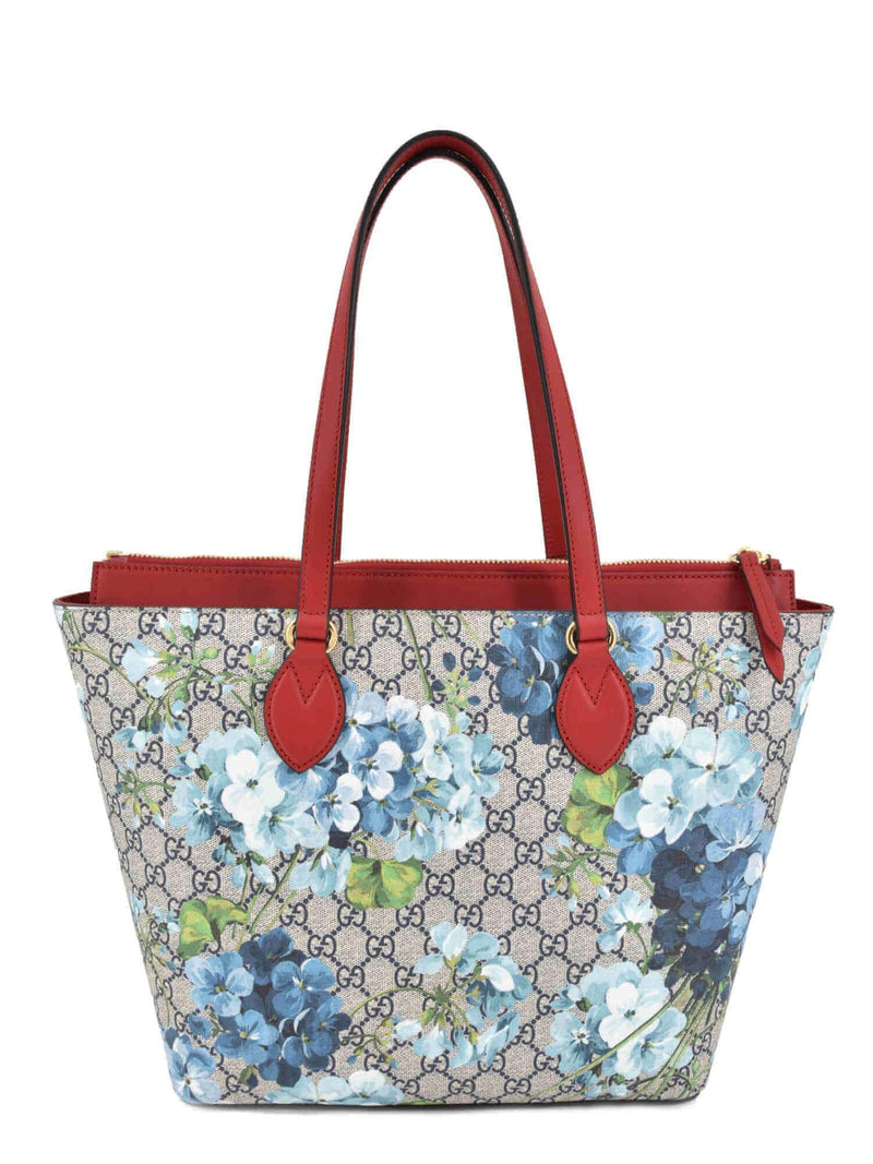 GG Supreme Monogram Blooms Tote Blue-designer resale