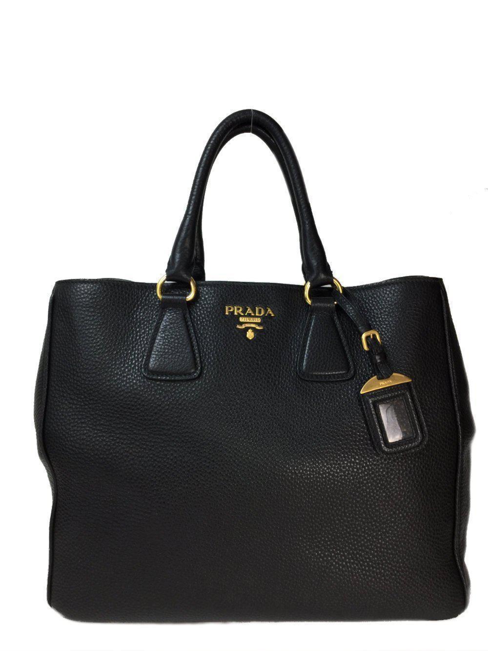 Galleria Tote Bag Black Pebbled Leather Strap Gold Hardware-designer resale