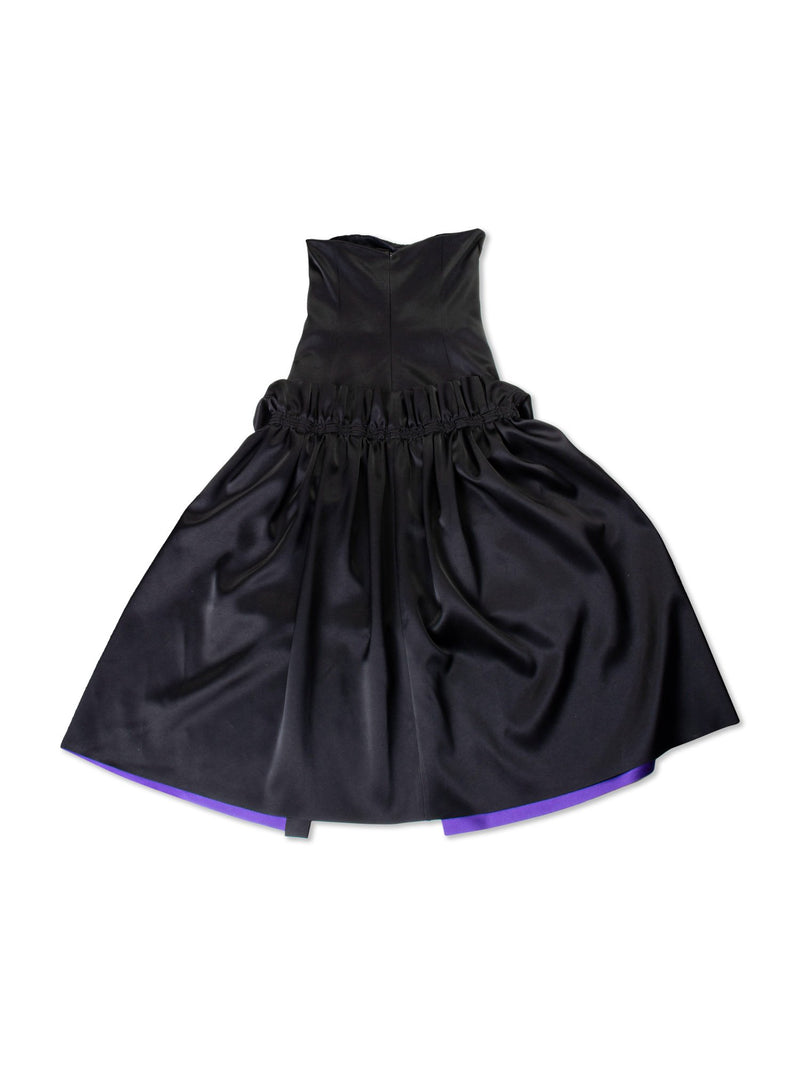 Giorgio Armani Satin High Low Ruffled Corset Evening Dress Black Purple-designer resale