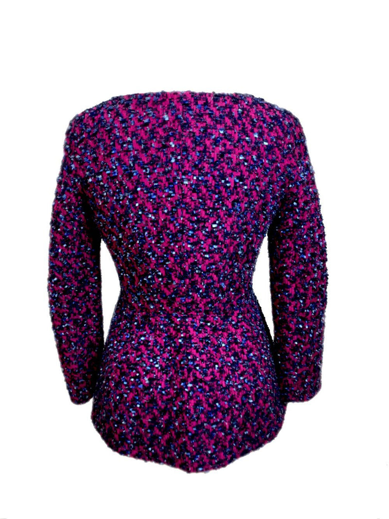 Giorgio Armani Tweed Fitted Jacket Purple Pink-designer resale