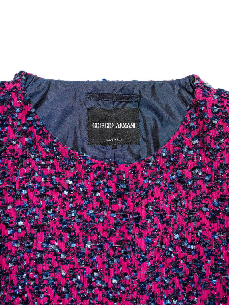 Giorgio Armani Tweed Fitted Jacket Purple Pink-designer resale