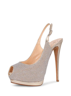 Giuzeppe Zanotti Sling Back Platform Heels Silver-designer resale
