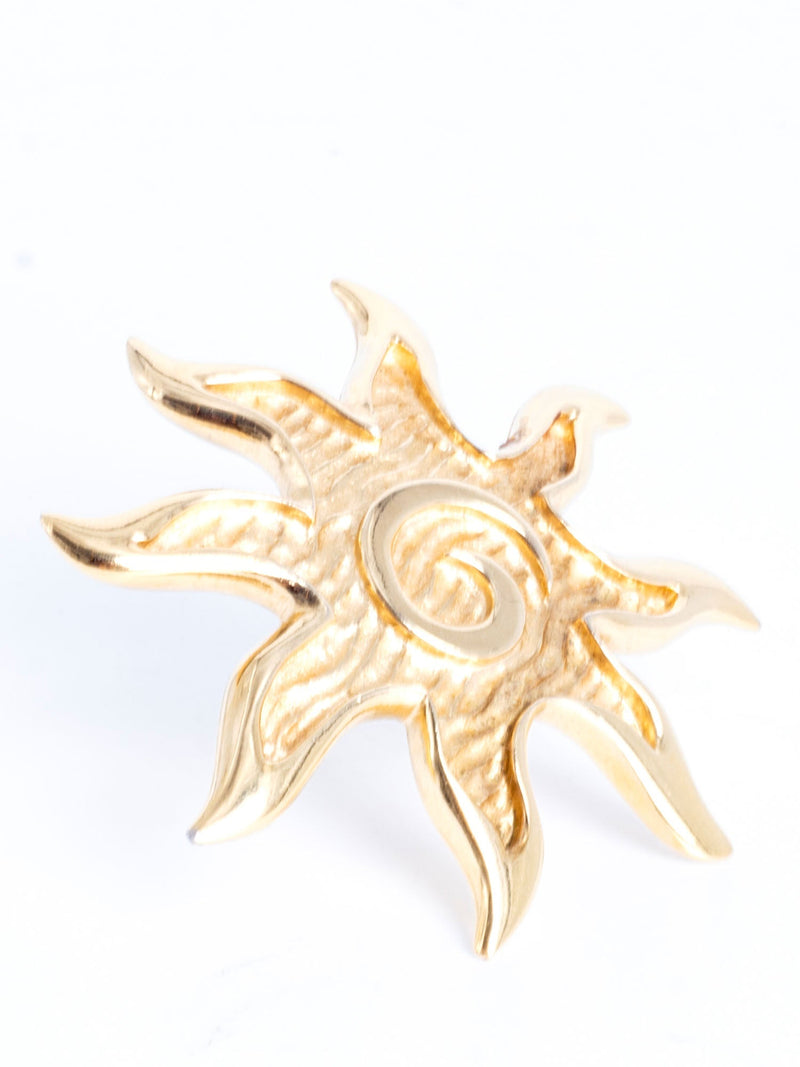 Givenchy G Logo 24K Gold Plated Sun Brooch Pin Gold-designer resale