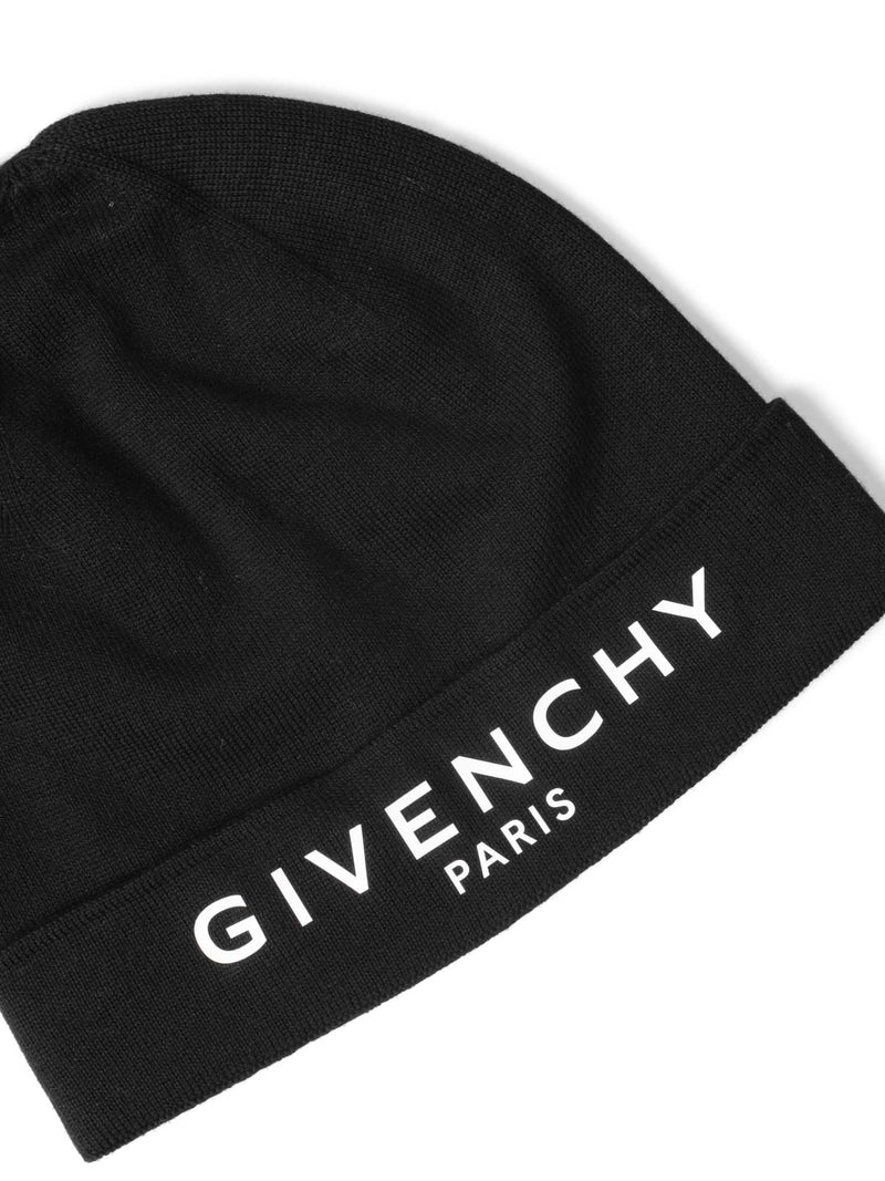 Givenchy Logo Knit Beanie Hat Black-designer resale